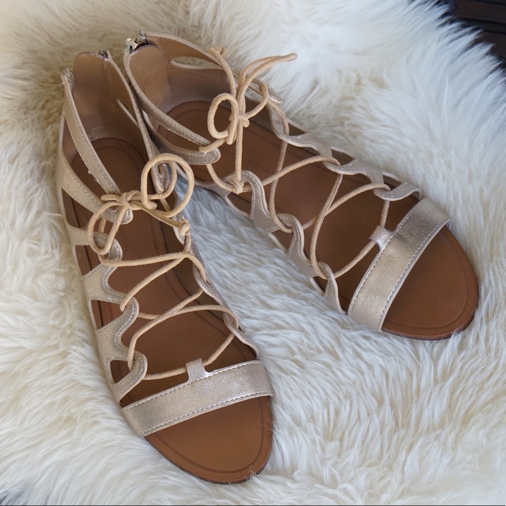 Zara - Metallic Gold Gladiator Sandals. Size 7.